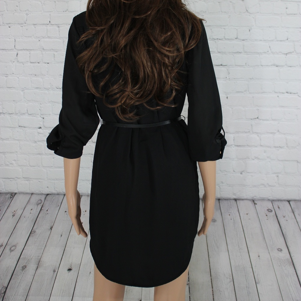 Xtaren Black Belted long Sleeve Shirt Dress - Picture 3 of 3
